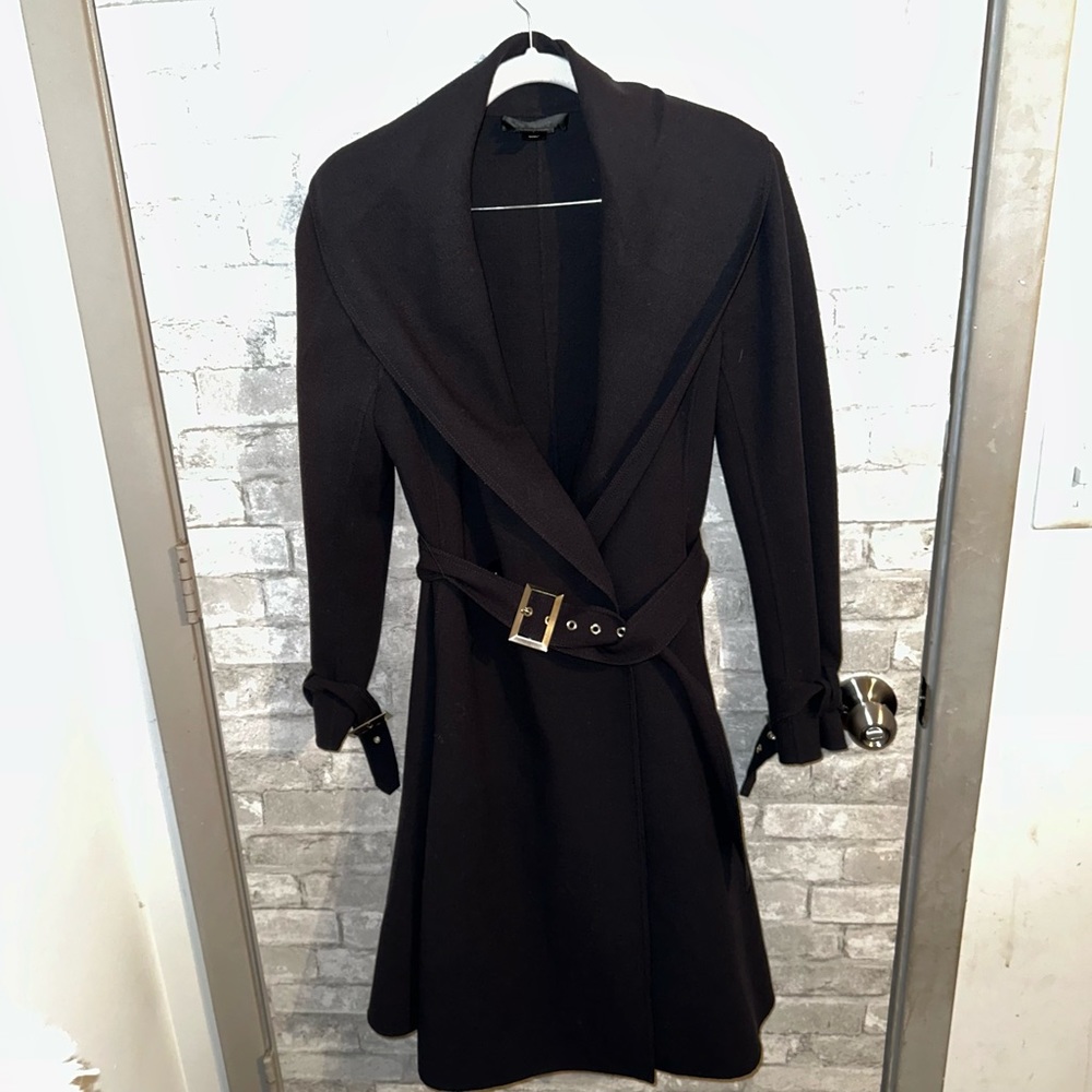 St. John Black Belted Coat